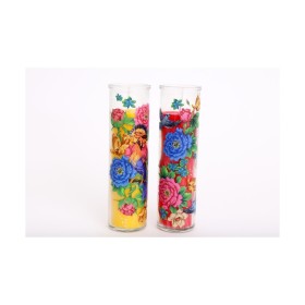 Candela con Bicchiere in Vetro Linea Messico Floreale