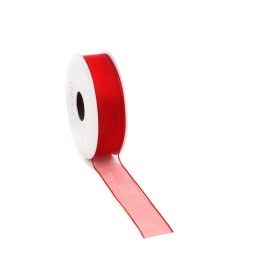Rotolo Nastro Organza 25mm x 20mt Colore Rosso con Anima