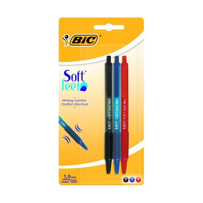 Blister 3 Penne a Sfera Bic Soft Feel Colori Assortiti