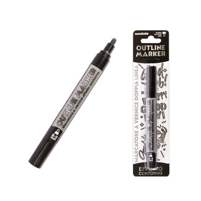 Blister Pen Double Line Silver-Nero 2-3mm