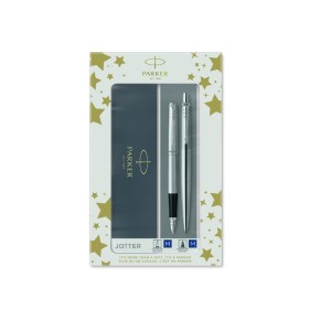 Gift Set Parker Duo Jotter Stainless Steel CT Penna a Sfera e Penna Stilografica