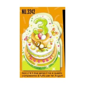 Biglietti Buon Compleanno 3 Anni 6pz