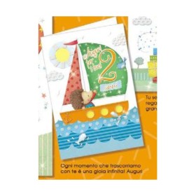 Biglietti Buon Compleanno per Bimbi 2 Anni 6pz