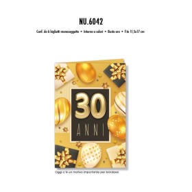 Biglietti Buon Compleanno 30 Anni Black&Gold 6pz