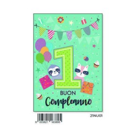 Biglietti Buon Compleanno Numeri 1-6 Bambini Assortiti 12pz