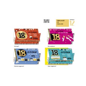 Biglietti Buon Compleanno 18 Anni Porta Soldi 12pz