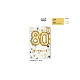 Biglietti Buon Compleanno 80 Anni Pop-Up 6pz