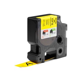 Dymo Rhino Etichette Industriali In Vinile Autoadesive Rotolo 19mmx5,5m Stampa Nera Su Giallo