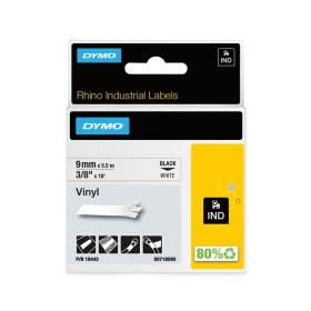 Dymo Rhino Etichette Industriali In Vinile Autoadesive Rotolo 9mmx5,5m Stampa Nera Su Bianco