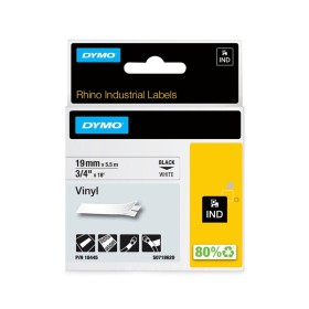 Dymo Rhino Etichette Industriali In Vinile Autoadesive Rotolo 19mmx5,5m Stampa Nera Su Bianco