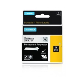 Nastri Rhino Poliestere Permanente Stampa Nero su Trasparente 19mmx5m