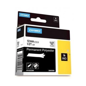 Nastri Rhino Poliestere Permanente Stampa Nero su Trasparente 12mmx5m