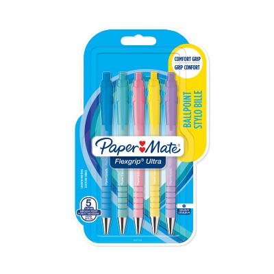 Paper Mate Flexgrip Ultra Penna a Sfera a Scatto Punta M 1mm Colori Pastello 5pz Inchiostro Blu