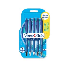Blister Penne a Sfera a Scatto Paper-Mate Flexgrip Ultra M Blu 5pz