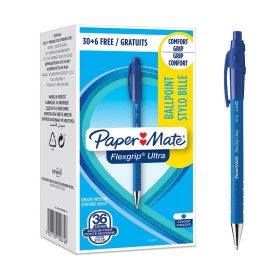 Confezione Penne a Sfera a Scatto Paper-Mate Flexgrip Ultra M Blu 36pz
