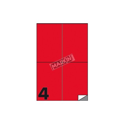 Scatola da 100 Etichette Adesive A4 Laser Rosso 105x148,5 mm