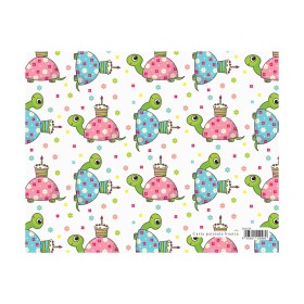 Busta 10 Fogli Carta Regalo 70x100 Fantasia Tartarughe & Torta