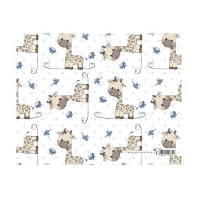 Busta 10 Fogli Carta Regalo 70x100 Fantasia Giraffa e Farfalla Azzurra