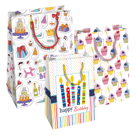 Shopper Carta 33x10x45 Happy Birthday Assortiti