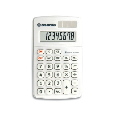 Calcolatrice Pocket Big Display 8 Cifre Colore Bianco