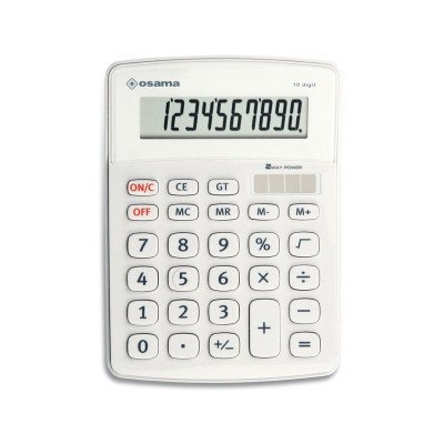 Calcolatrice Big Display 10 Cifre Colore Bianco