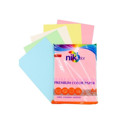 Carta Fotocopie Colorata NikColor A4 200g 100 Fogli Colori Tenui