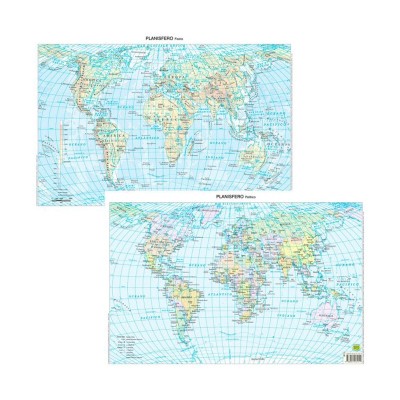 Carta Scolastica Geografica Plastificata da Banco Planisfero 29x42cm