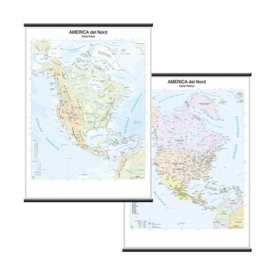 Carta Scolastica Geografica America del Nord 97x134cm