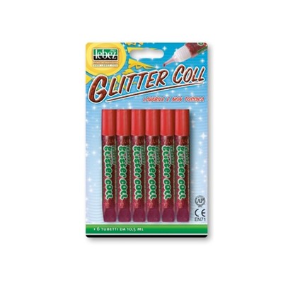 Blister Colle Glitter Rosso 6pz