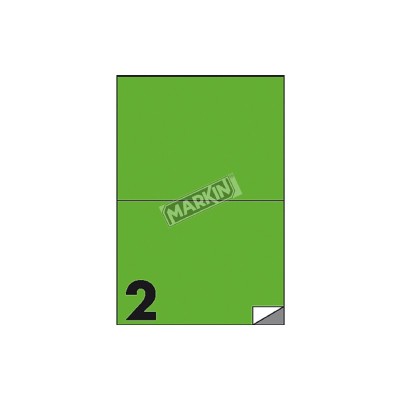 Scatola da 100 Etichette Adesive Laser Verde Fluo A4 210x148,5 mm
