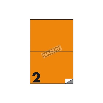 Scatola da 100 Etichette Adesive Laser Arancione Fluo A4 210x148,5 mm
