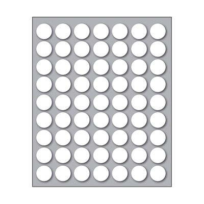 Busta da 10 Fogli Etichette Adesive Bianche in Foglietto Rotonde diam. 14 mm