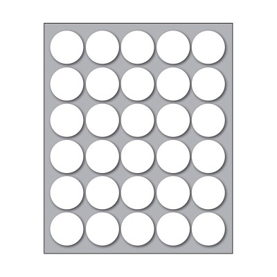 Busta da 10 Fogli Etichette Adesive Bianche in Foglietto Rotonde diam. 22 mm