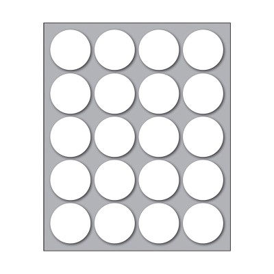 Busta da 10 Fogli Etichette Adesive Bianche in Foglietto Rotonde diam. 27 mm