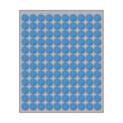 Busta da 10 Fogli Etichette Adesive Colore Blu Rotonde diam. 10 mm