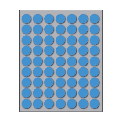 Busta da 10 Fogli Etichette Adesive Colore Blu Rotonde diam. 14 mm