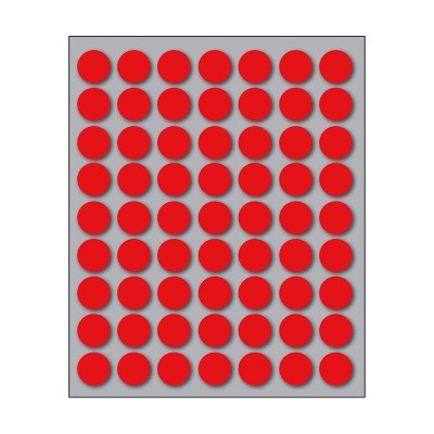 Busta da 10 Fogli Etichette Adesive Colore Rosso Rotonde diam. 14 mm