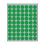 Busta da 10 Fogli Etichette Adesive Colore Verde Rotonde diam. 14 mm