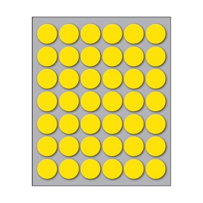 Busta da 10 Fogli Etichette Adesive Colore Giallo Rotonde diam. 18 mm