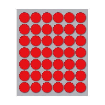 Busta da 10 Fogli Etichette Adesive Colore Rosso Rotonde diam. 18 mm