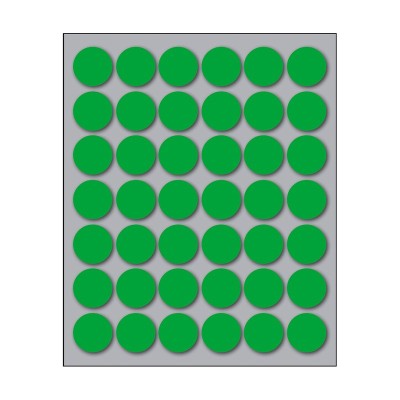Busta da 10 Fogli Etichette Adesive Colore Verde Rotonde diam. 18 mm