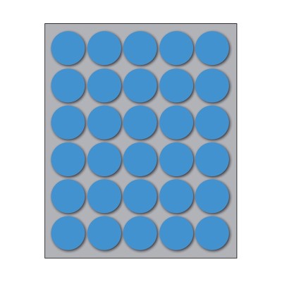 Busta da 10 Fogli Etichette Adesive Colore Blu Rotonde diam. 22 mm