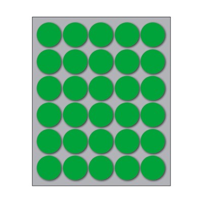Busta da 10 Fogli Etichette Adesive Colore Verde Rotonde diam. 22 mm