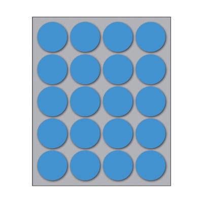 Busta da 10 Fogli Etichette Adesive Colore Blu Rotonde diam. 27 mm