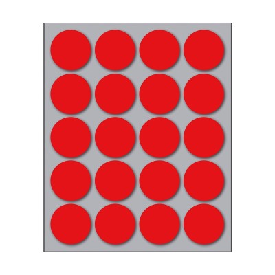 Busta da 10 Fogli Etichette Adesive Colore Rosso Rotonde diam. 27 mm