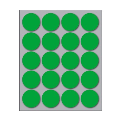 Busta da 10 Fogli Etichette Adesive Colore Verde Rotonde diam. 27 mm