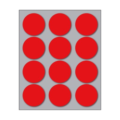 Busta da 10 Fogli Etichette Adesive Colore Rosso Rotonde diam. 34 mm