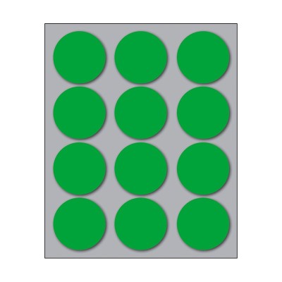 Busta da 10 Fogli Etichette Adesive Colore Verde Rotonde diam. 34 mm