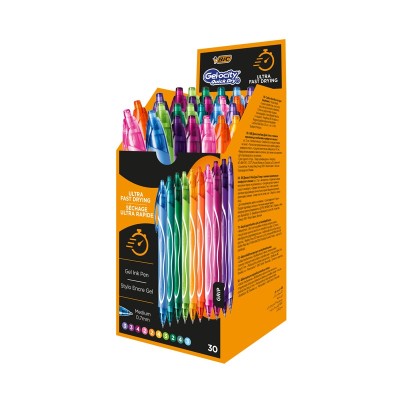 Penne Gel Bic Gel-ocity Quick Dry Box 30pz Colori Assortiti